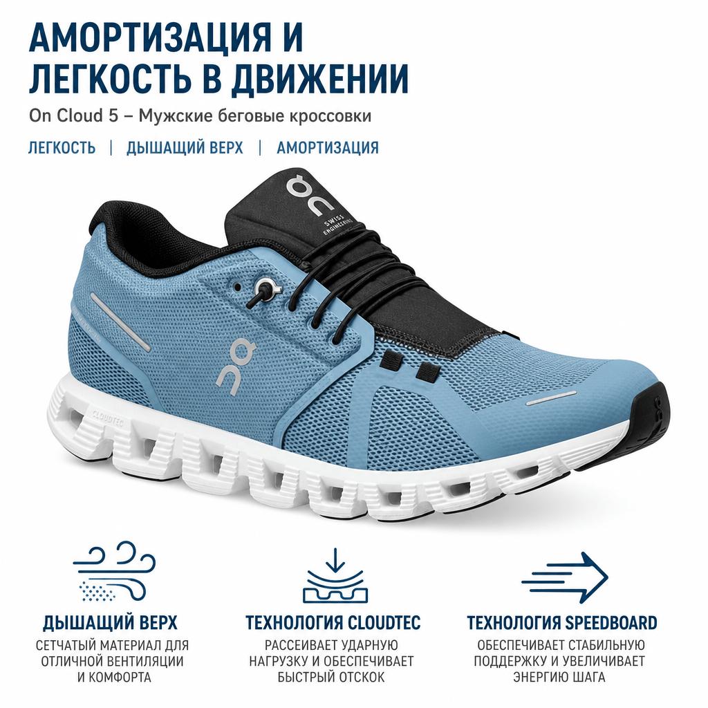 ON Cloud 5 Niagara Men Sneakers Blue Black 59.98915