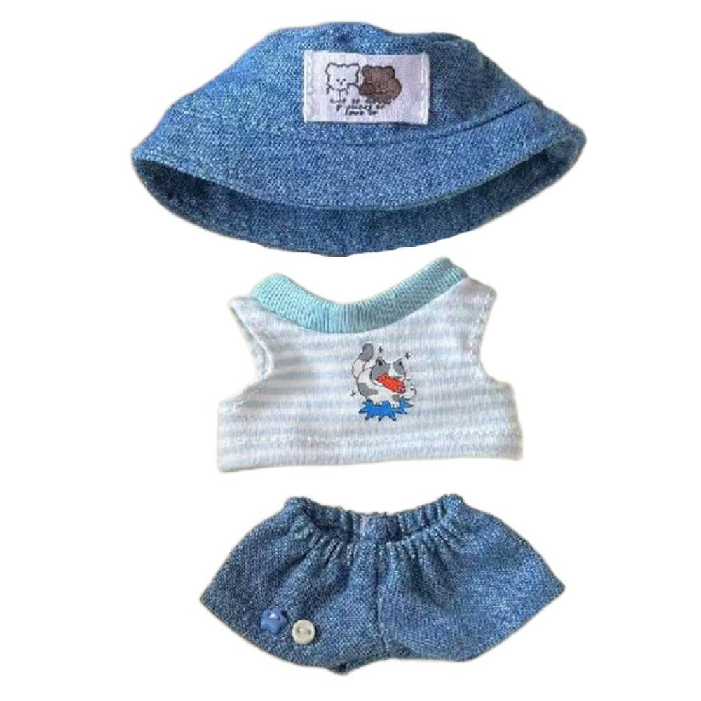 

1 комплект Летний Набор 10/20см Хлопковая Одежда для Куклы Ковбойская Шляпа 10см Одежда для Куклы Детский Подарок for 10cm doll синий