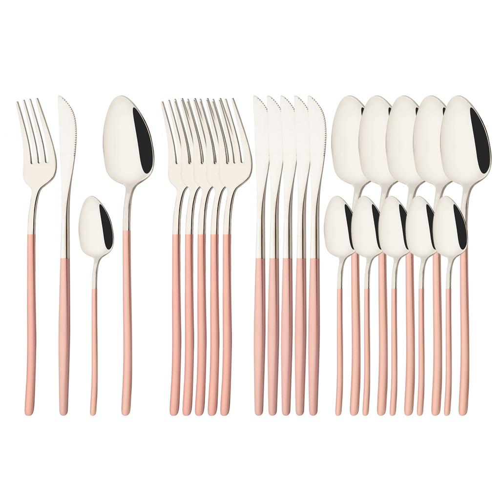 Rainbow 18/10 Stainless Steel Dinnerware Set Kitchen Flatware Tableware Sets Knife Fork Spoon Tea Spoon Cutlery Set Service for 6