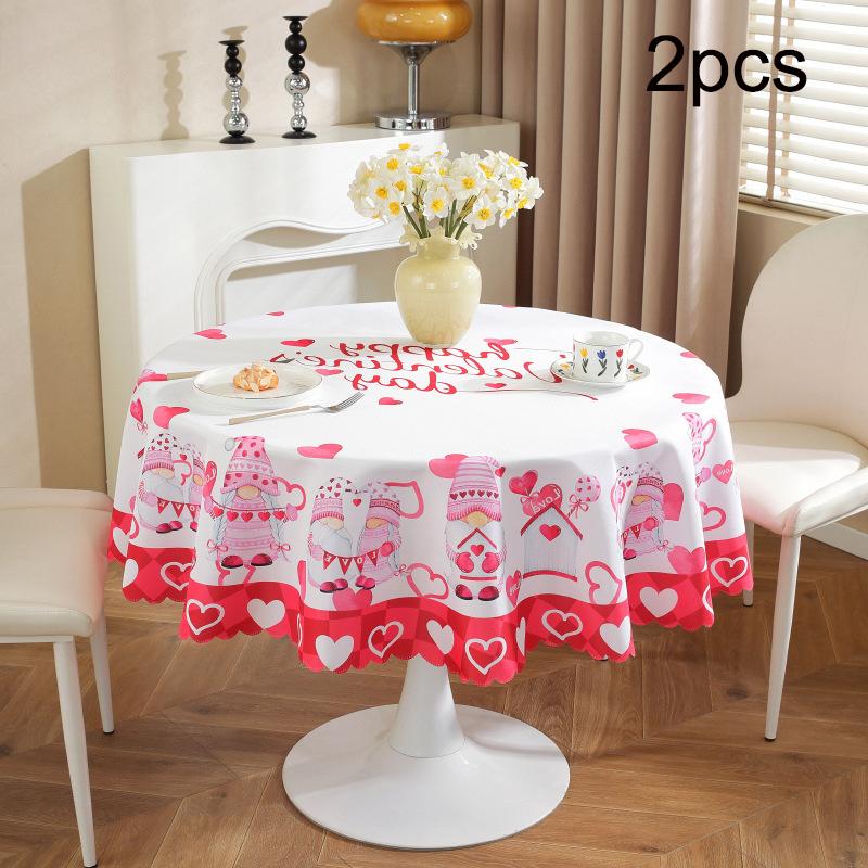 Tablecloth 2PCS Christmas Day Decoration Waterproof and Oilproof Dining Table Cloth Polyester Decoration