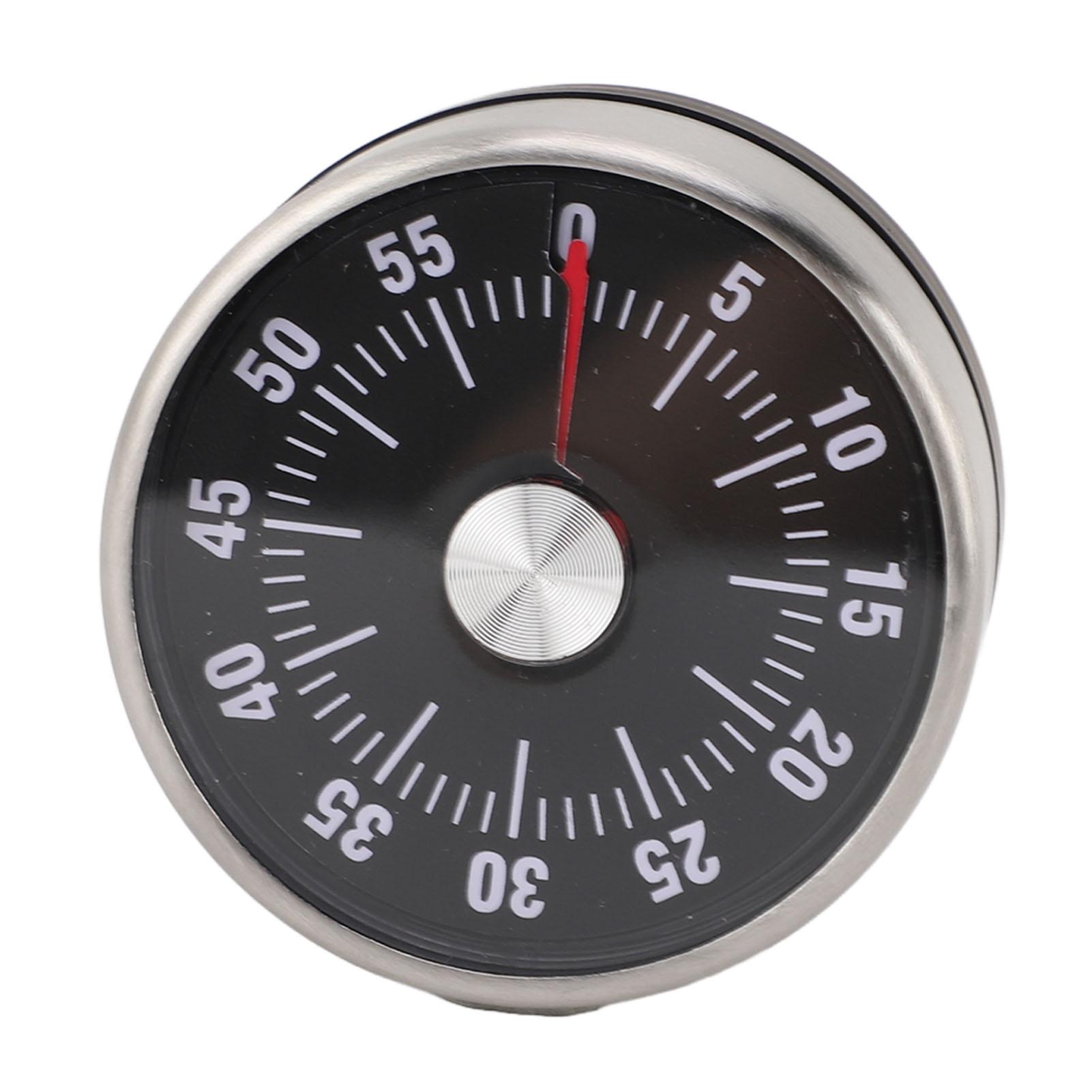 

Механический таймер обратного отсчета 60 минут Магнитный визуальный кухонный таймер из нержавеющей стали для детей, готовящих еду Black