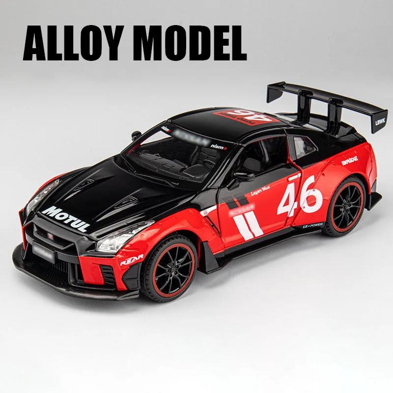 1:22 Scale GTR Modified I8 Sports Car Model Toy Sound & Light Rubber Tires Alloy Body Supercar Models Gift Display Ornaments