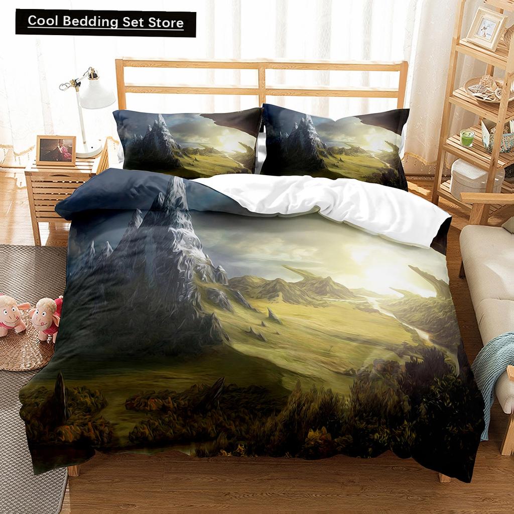 Cartoon Fantasy World King Queen Duvet Cover Magic Castle Bedding Set Mythical Landscape Quilt Cover Polyester Comforter Cover