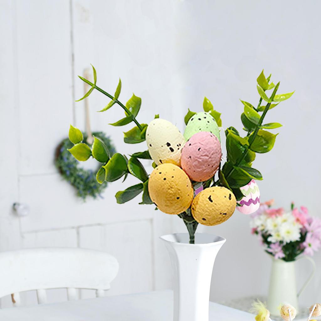 Artificial Easter Egg Branch Plastic Foam Easter Egg Pick Decoration for Hotel Restaurant Home Party