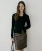 REORG Rie Classic Leather Skirt Brown
