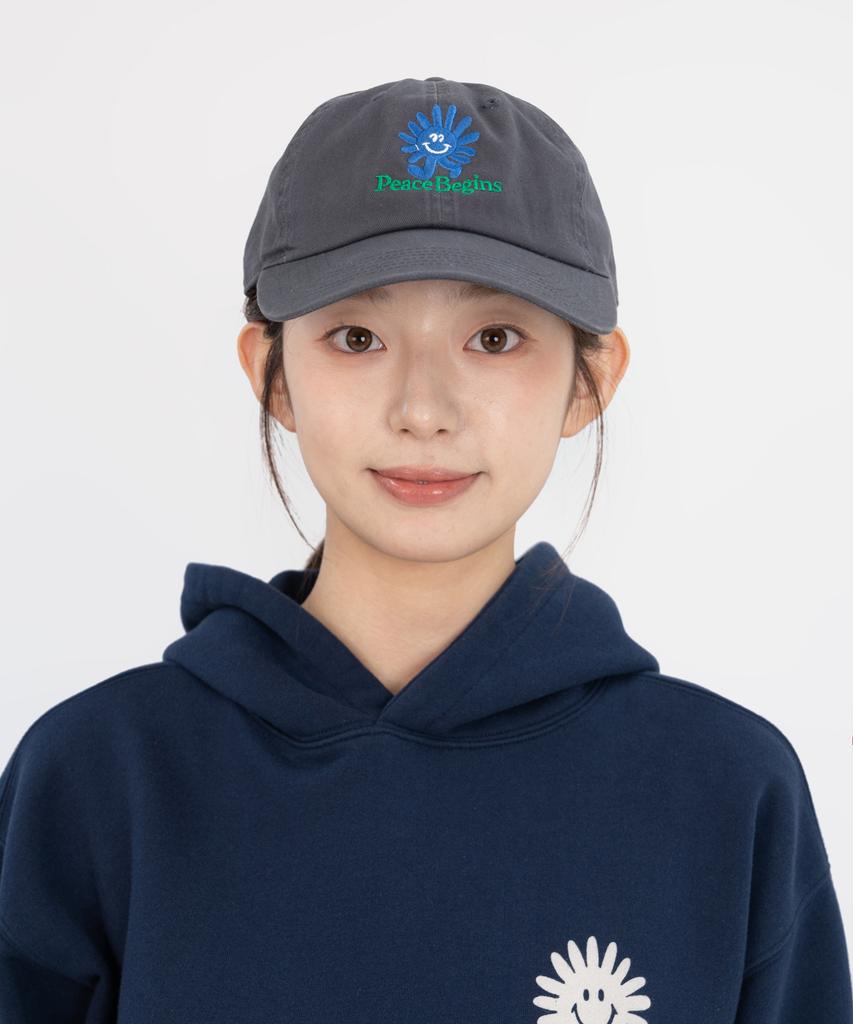 BIGWAVE COLLECTIVE Peace Run Washed Ball Cap (Slate)