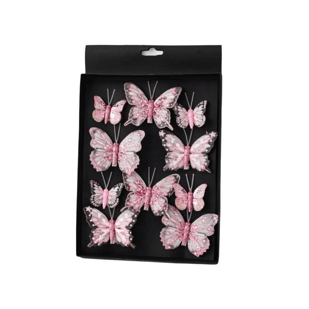 10PCS Multicolor Christmas Ornament Gold Powder with Clip Glitter Hollow Shopwindow Christmas Tree Decoration Party Supplies