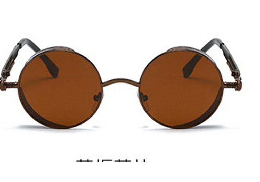 Versatile European-American Steampunk Metal Sunglasses with Spring Legs - Model 58028