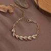 Classical Gold Silver Leaf Design Wrist Chain Alloy Bracelet Comfortable Wrist Bangle Jewelry for Various Occasions