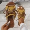 Temu large size soft bottom cross strap wind word with cool slippers summer new beach women's slippers
