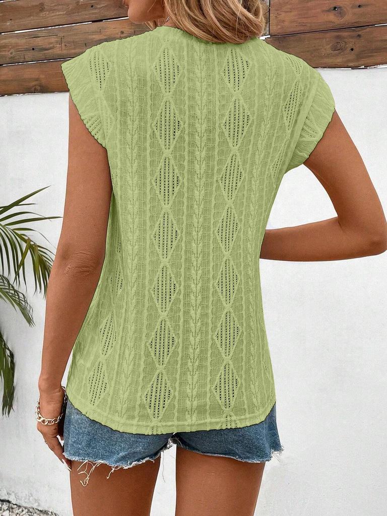 2025 European Women's Jacquard Round Neck Short Sleeve Loose Vest T-Shirt