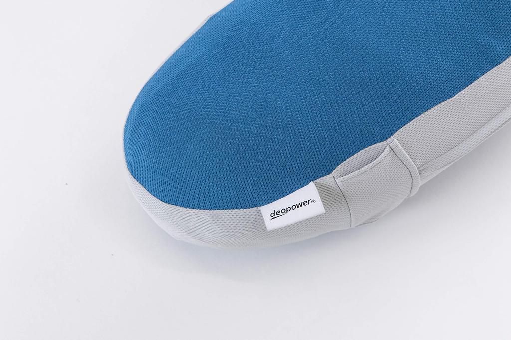 France Bed Sleep Bandage Doctor Pillow L, designed specifically for side sleepers, 43 x 65cm, medium firm, 14cm high. This polyester, blue pillow was