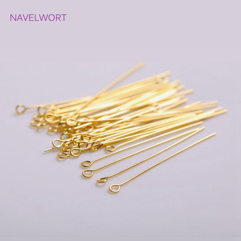 

16-50mm 18K Gold Plated Ball Head Pins Accessories Jewelry Making Findings High Quality Brass Metal Head Pins Supplies Wholesale 0.6x16mm-100pcs