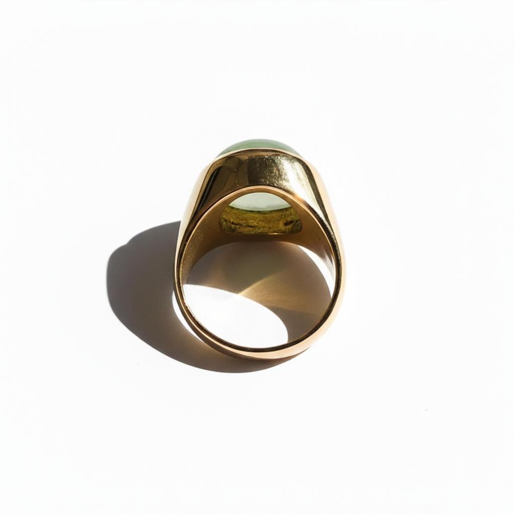 Green Prehnite Signet Ring, 925 Solid Sterling Silver, Round Cabochon Ring, Pure Copper Ring, Handmade Ring