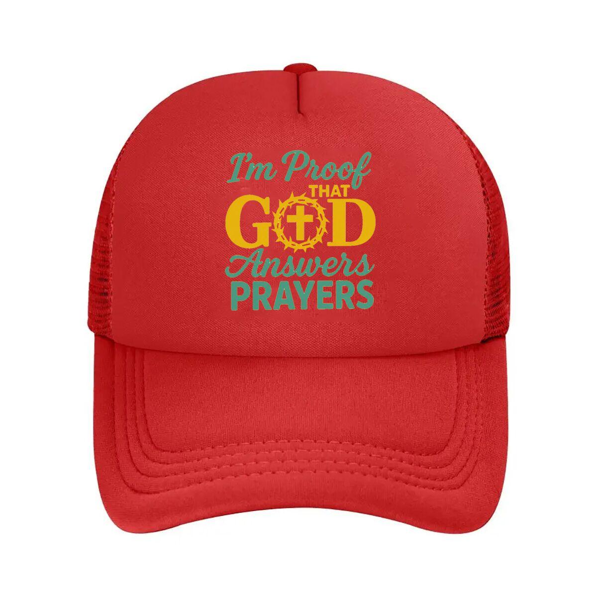 Christian Im Proof God Answers Prayers  Mesh Baseball Cap Hip Hop Adjustable