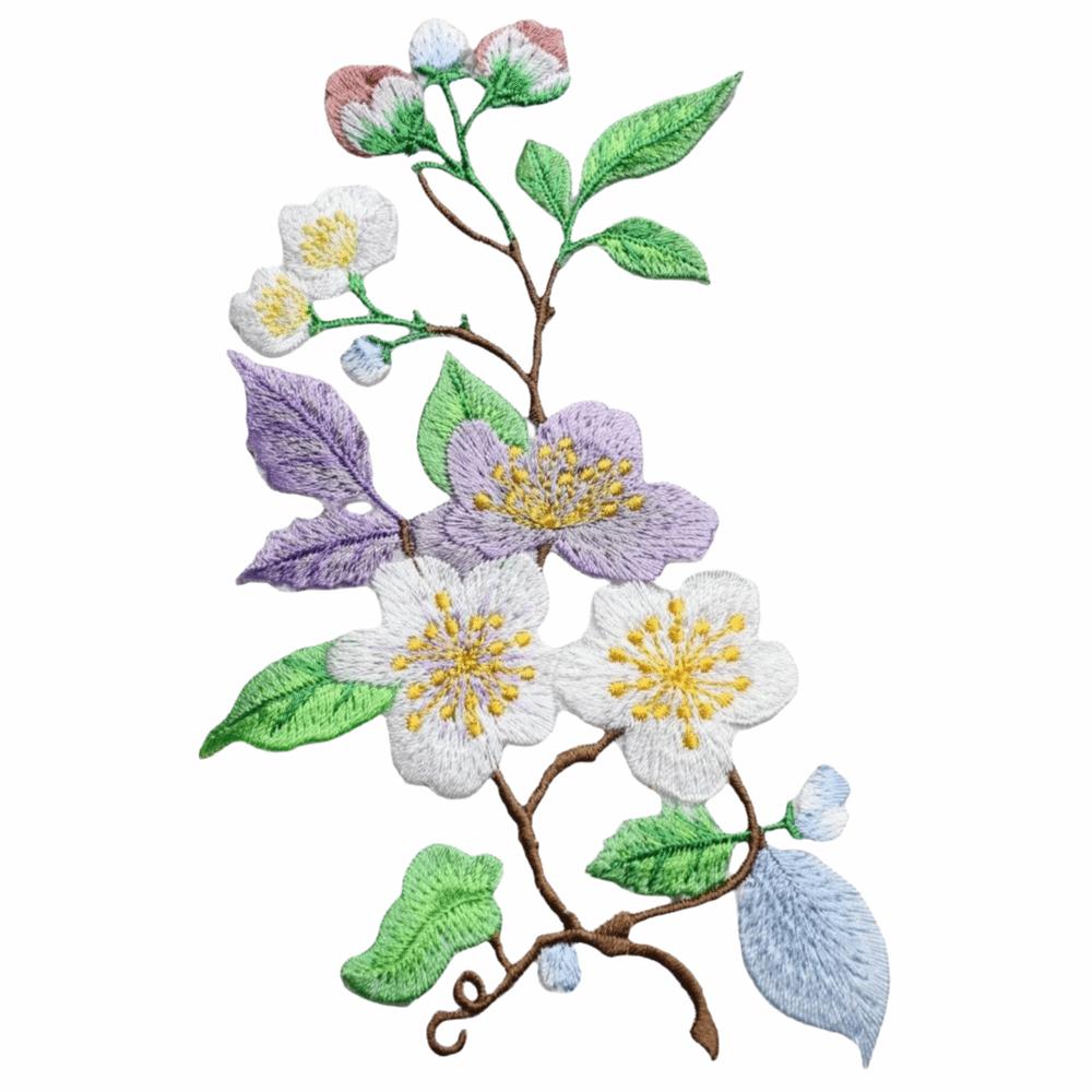 Iron On DIY Embroidered Stickers Flower Shape Clothes Sticker Elegant Flower Embroidery Patch  Bags