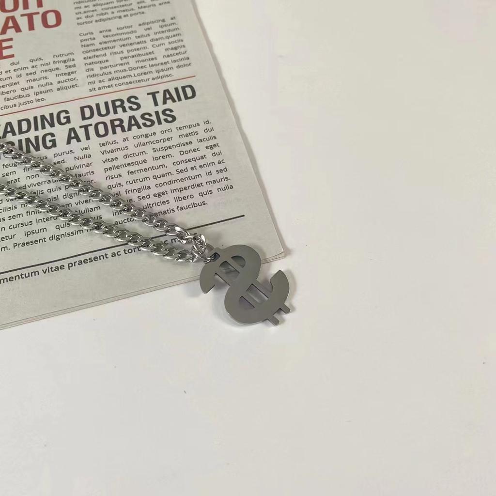 Collar de dólar estilo ins europeo y americano viento frío colgante de acero inoxidable personalidad de moda accesorios de cadena para suéter