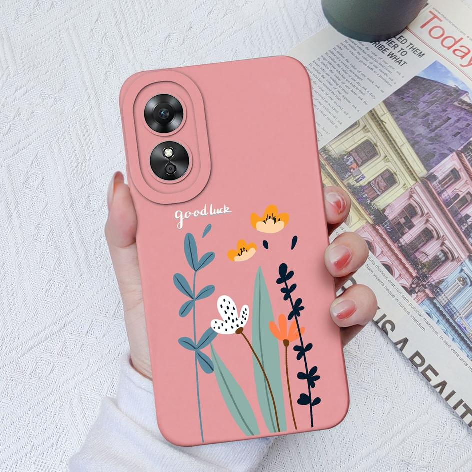 For OPPO A9 2020 A15 A15S A17 A58 A1Pro 5G Phone Case Fashion Avocado Flower Camera Protection Liquid Silicone Soft Cover For OPPO A33 Fundas Coque