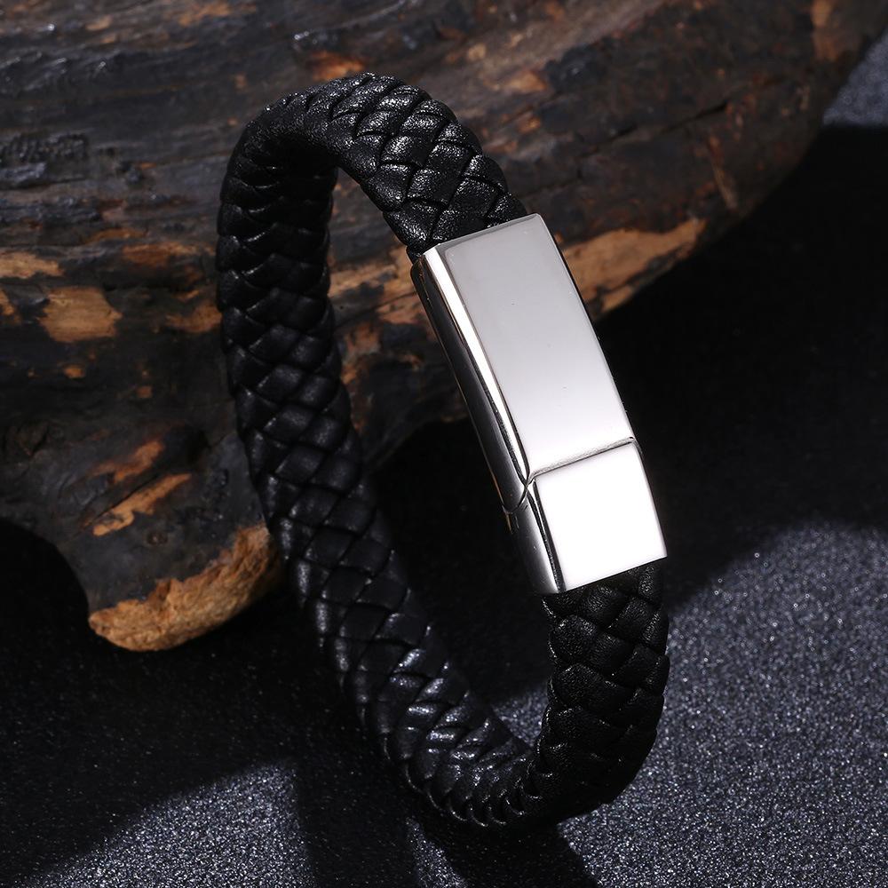 2026 Festival, Mirror Exquisite Leather Woven Leather Bracelet Simple Versatile Jewelry 16.5CM