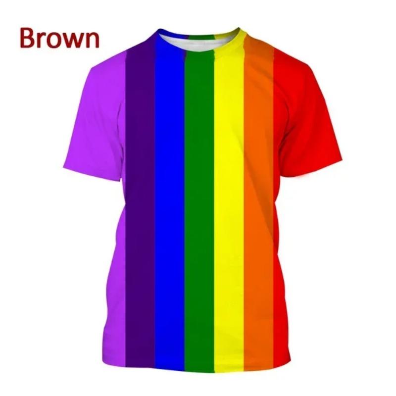 New Fashion Stripes Vertigo Casual Round Collar Unisex Short Sleeve Colorful Striped Personality 3D Printing T-Shirt