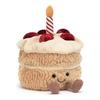 Birthday Cake Plush Toy, 16cm Soft Stuffed Animal, Light Curry Beige