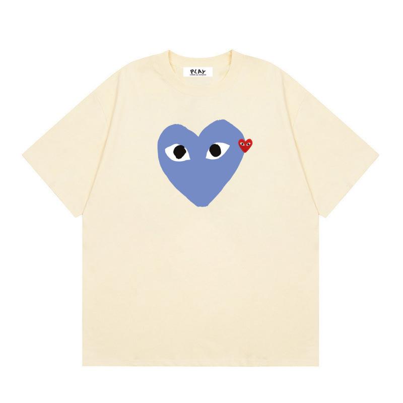 Japanese trendy brand heart-print short-sleeve T-shirt, unisex loose couple's summer casual daily versatile top