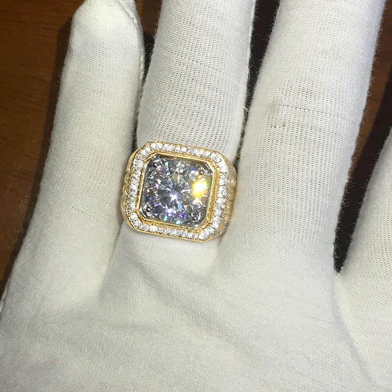 European & American Men's Fashion Diamond Ring - Hot-Selling Full Diamond Micro-Paved Design