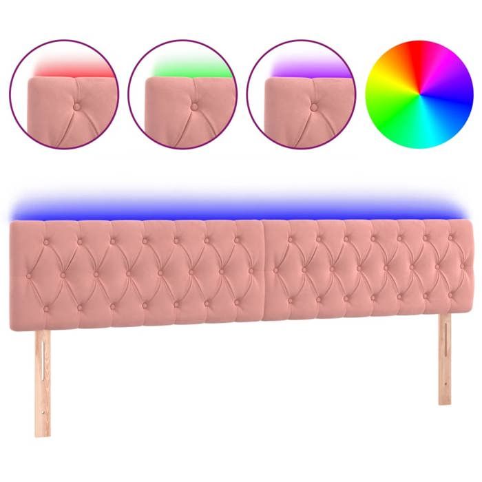 VidaXL LED Headboard Bedroom Furniture Double Bed Accessory Head of Bed Frame Interior Pink 3122019