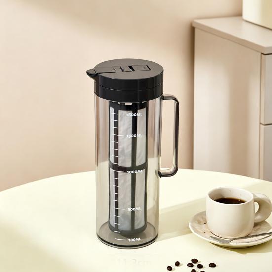 Large Cold Water Pitcher, 2000ml Flip Lid Dispenser for Fridge Side Door, BPA-Free Leakproof Jug with Infuser for Fruit Tea