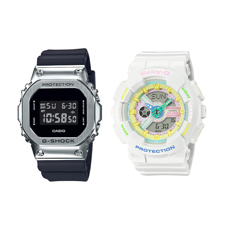 CASIO Unisex Pair Table Series 43mm Gray Watch GM-5600-1+BA-110TM-7AER