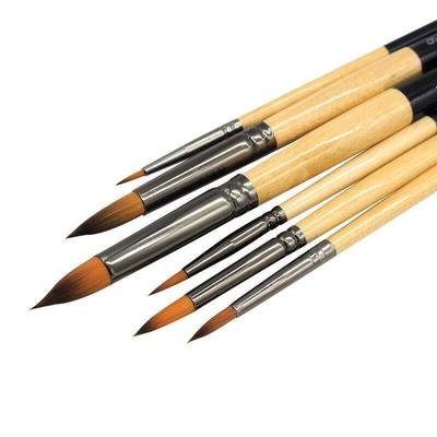 JOWOART Round Shape Nylon Hair 6 Pcs Chinese Watercolor Brushes DIY Drawing Art Pen Brushes Set Supplies For Children School Tool