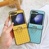 For Samsung Galaxy Z Flip7 FE 5G/Z Flip6 5G Rhombus Imprinted PU Leather Coated PC Phone Cover with Ring Kickstand