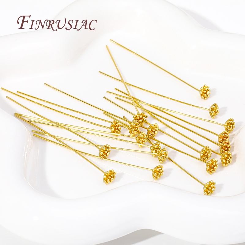 5/10Pcs 18K Gold Plated Flower Shaped Flat Pins For Beads,High Quality Pins For DIY Handmade Jewellery Making Accessories