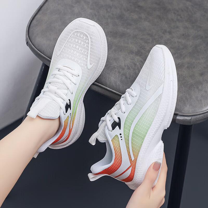 Women's shoes, sports shoes 2025 spring and summer mesh breathable casual shock-absorbing running shoes, lightweight soft-soled fly-woven shoes, runn