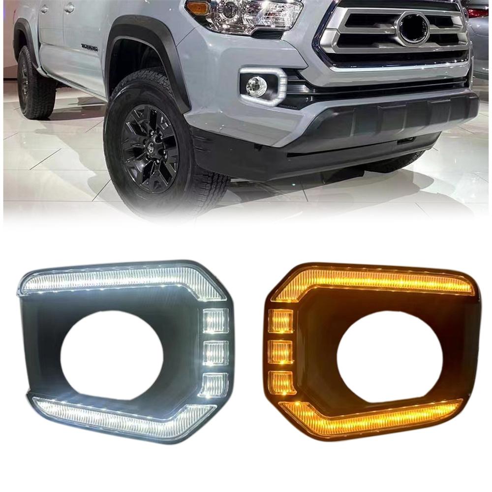 2x LED DRL Driving Turn Signal Lamp Fog Light Bezel For Toyota Tacoma 2016-2023