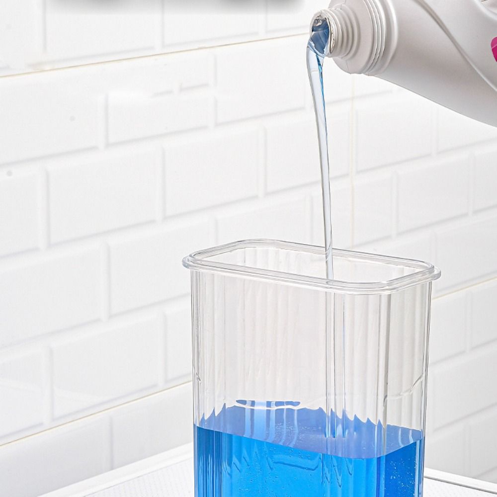 Transparent Laundry Powder Storage Box with Measuring Cup Laundry Room Organization