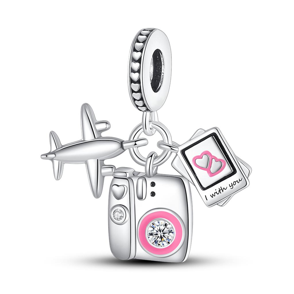 copper Travel Aircraft Charm Bead Charms Bead Charms Trunk Journey Pyramid Dangle Compatible With Authentic Pandora Bracelets Do It Yourself Gift Jewe