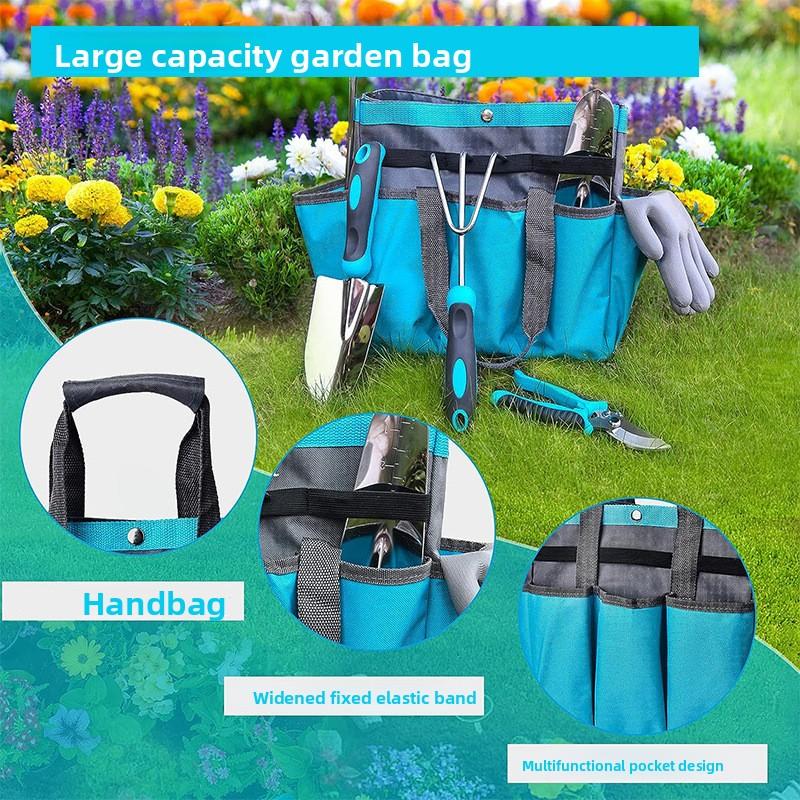 Bestseller Blue-gray 7-piece Stainless Steel Gardening Tool Set Including Garden Spade Other Tools Garden tool set