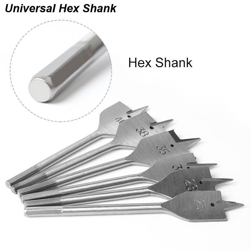 Spade Drill Bit Set Paddle Flat Boring Double Side Carbon Steel Cut Spurs Woodworker Desk Hole Cutter Wood Board PVC Woodworking