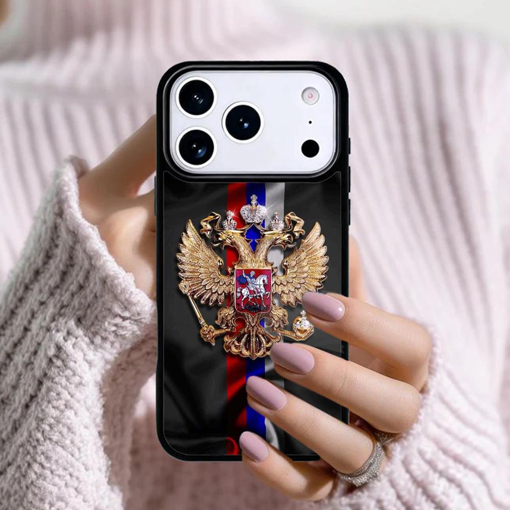 Russian Coat of Arms Phone Case For Apple iPhone 17 Air 16E 15 14 Plus 13 12 11 Pro Max Mini Funda Cover