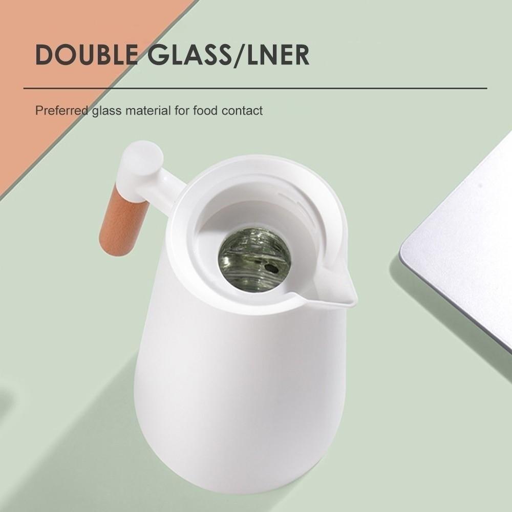 New Temperature Display Vacuum Thermal Flask 1 L Wooden Handle Insulation Kettle Large Capacity with Lid Tea Pot