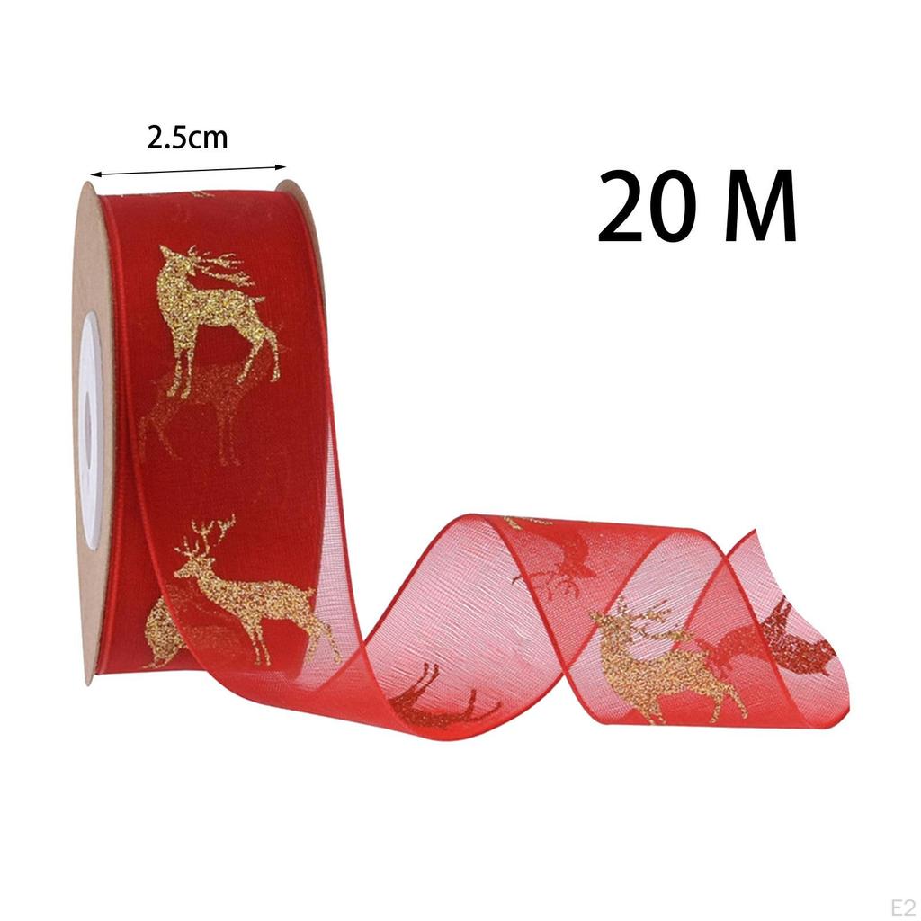 Weihnachtsband 1 Zoll breit 22 Yards Elch bedruckt dekorativ durchsichtig Chiffon für Winter