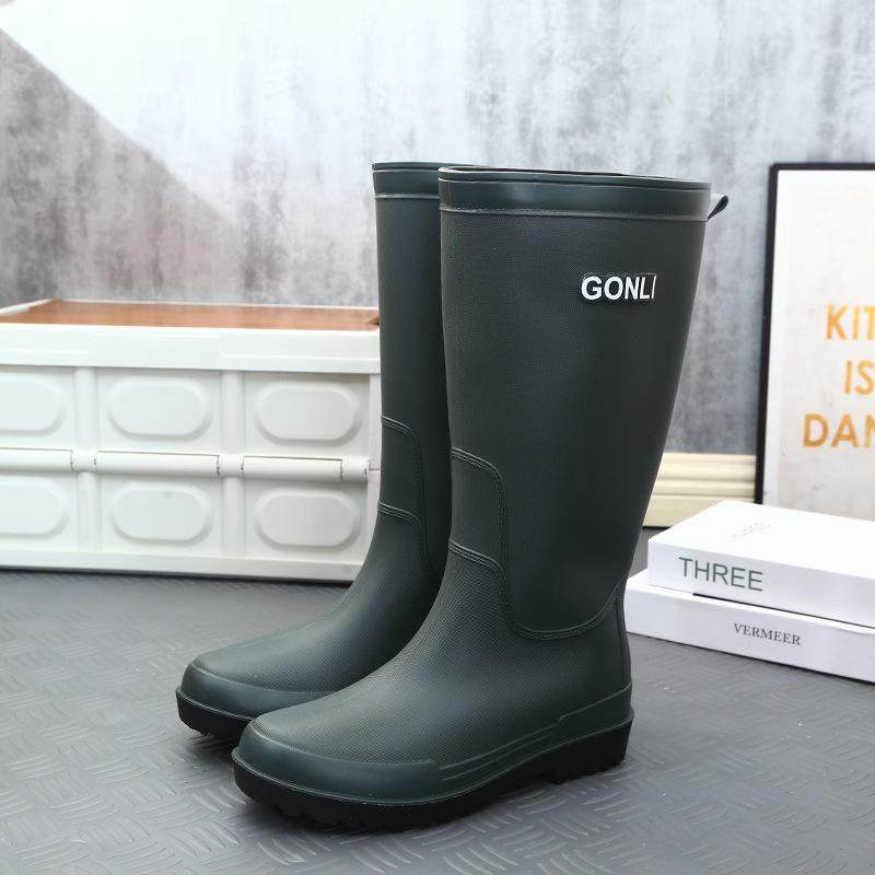 

Высокие водонепроницаемые дождевые ботинки мужские взрослые утолщенные водные ботинки теплые водные ботинки набор резиновые ботинки нескользящие длинные дождевые ботинки 44 зелёный