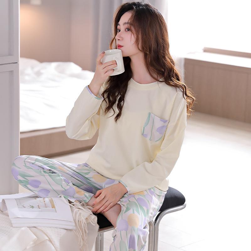 Pajamas Women'S Pure Cotton Long-Sleeved Women'S Autumn And Winter Thin Styles Can Be Worn Outside Loungewear
