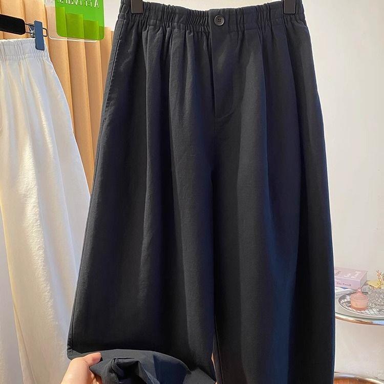

2025 Spring Korean-Style Women s Wide-Leg Casual Pants, Plus Size 300 jin, Loose Fit 3XL 200-250 jin чорний