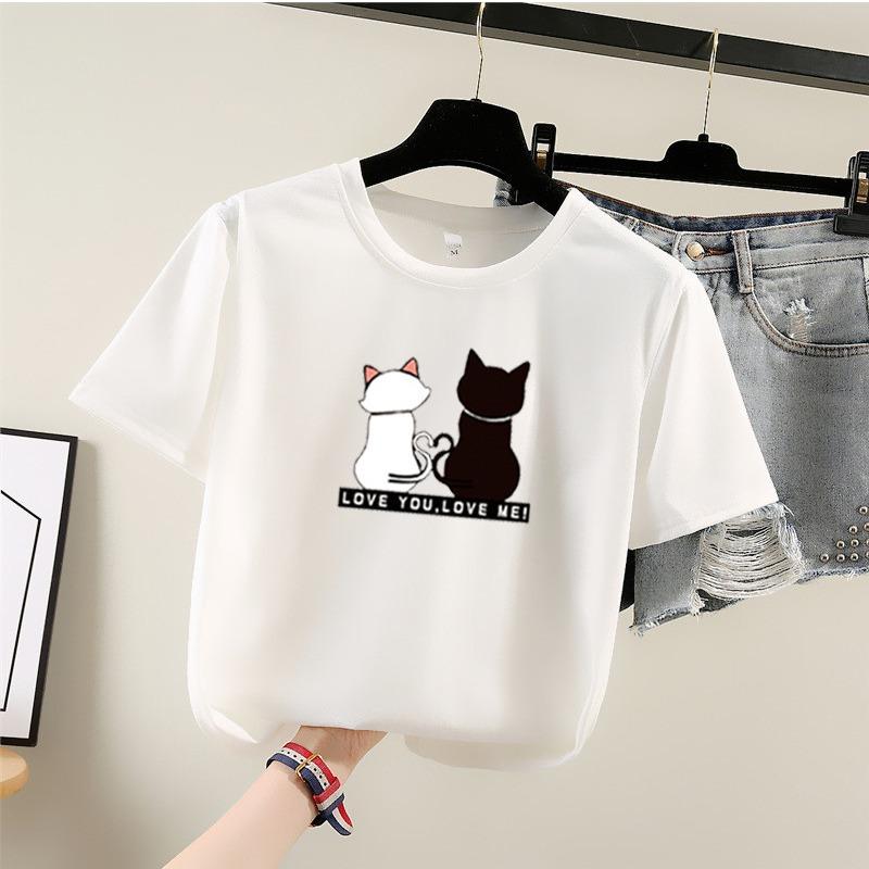 Cartoon Short Sleeve T-shirt Female Summer Student Crew Neck Printed Top Fashion Plus Size Women's Wear