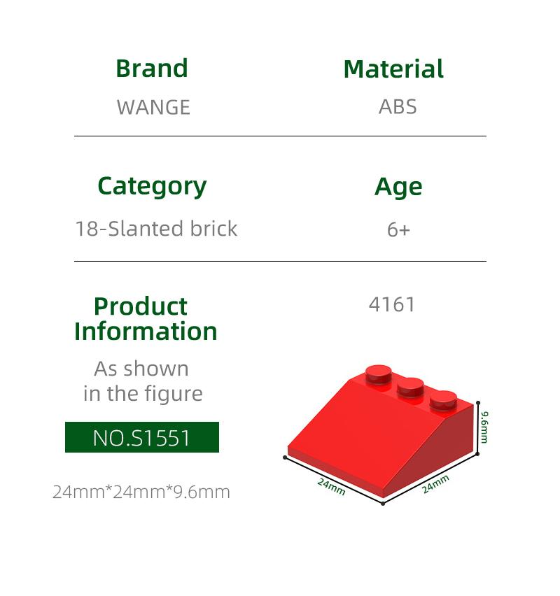 Non-Toxic 50Pcs/Lot 4161 Slope 25 3X3 Building Blocks Moc Construction Accessories Compatible With Bricks Children Toys Gift Box