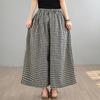 Plus size Vintage plaid high Waist Casual loose spring Summer wide leg Pants Women Trousers