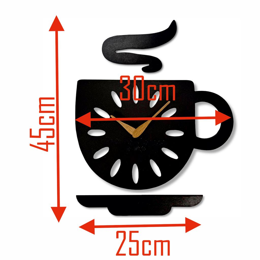 Kitchen wall clock Cup 30×30 cm black
