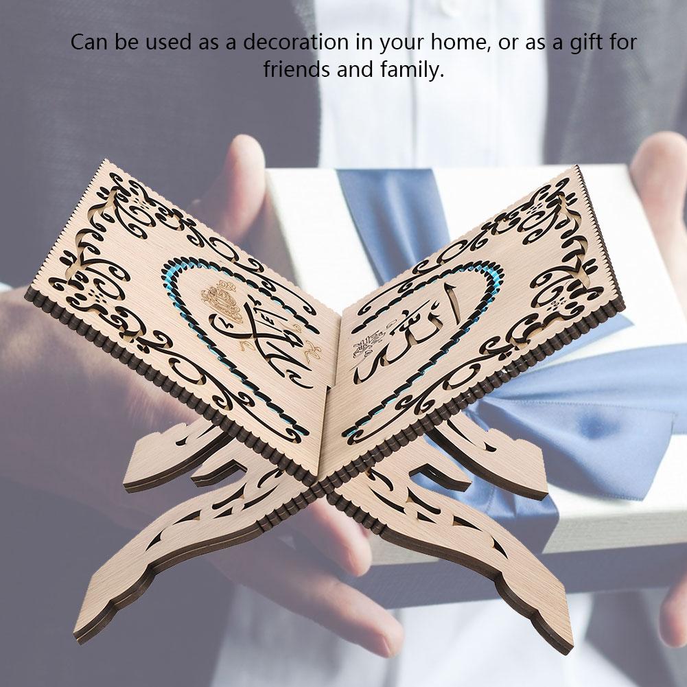 Vintage Quran Folding Stand Wooden Carved Muslim Prayer Book Organizer Bookshelf Collapsable